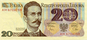 Ромуальд Траугутт на современной польской банкноте.